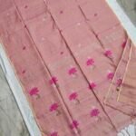 Tissue Lenin Handwoven Jamdani Saree with Lotus Buty (TLJL13)