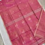 Tissue Lenin Handwoven Jamdani Saree with Lotus Buty (TLJL14)