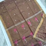 Tissue Lenin Handwoven Jamdani Saree with Lotus Buty (TLJL15)