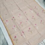 Tissue Lenin Handwoven Jamdani Saree with Tulip Buty (TLJT03)