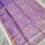 Tissue Lenin Handwoven Jamdani Saree with Tulip Buty (TLJT04)
