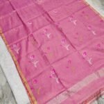 Tissue Lenin Handwoven Jamdani Saree with Tulip Buty (TLJT06)