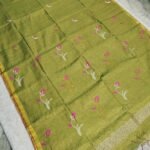 Tissue Lenin Handwoven Jamdani Saree with Tulip Buty (TLJT07)