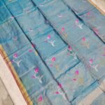 Tissue Lenin Handwoven Jamdani Saree with Tulip Buty (TLJT09)