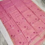 Tissue Lenin Handwoven Jamdani Saree with Tulip Buty (TLJT10)