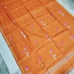 Tissue Lenin Handwoven Jamdani Saree with Tulip Buty (TLJT11)