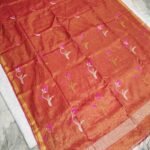 Tissue Lenin Handwoven Jamdani Saree with Tulip Buty (TLJT12)