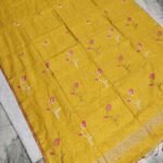 Tissue Lenin Handwoven Jamdani Saree with Tulip Buty (TLJT15)