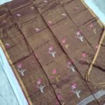 Tissue Lenin Handwoven Jamdani Saree with Tulip Buty (TLJT17)