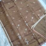 Tissue Lenin Handwoven Jamdani Saree with Tulip Buty (TLJT18)