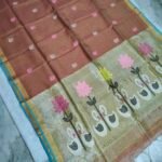 Tissue Lenin Handwoven Jamdani Saree with Paithani Swan Pallu (TLPJ02)