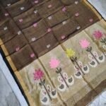 Tissue Lenin Handwoven Jamdani Saree with Paithani Swan Pallu (TLPJ04)