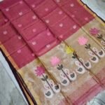 Tissue Lenin Handwoven Jamdani Saree with Paithani Swan Pallu (TLPJ08)