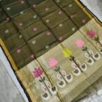 Tissue Lenin Handwoven Jamdani Saree with Paithani Swan Pallu (TLPJ09)