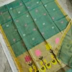 Tissue Lenin Handwoven Jamdani Saree with Paithani Pallu (TLPJ12)