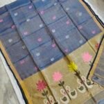 Tissue Lenin Handwoven Jamdani Saree with Paithani Pallu (TLPJ13)