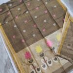 Tissue Lenin Handwoven Jamdani Saree with Paithani Pallu (TLPJ15)