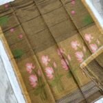 Tissue Lenin Handwoven Jamdani Saree with Paithani Pallu (TLPJ18)