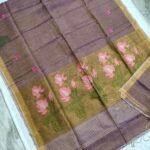 Tissue Lenin Handwoven Jamdani Saree with Paithani Pallu (TLPJ22)