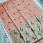Tissue Lenin Handwoven Jamdani Saree with Paithani Pallu (TLPJ28)