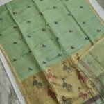 Tissue Lenin Handwoven Jamdani Saree with Paithani Pallu (TLPJ29)