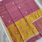 Tissue Lenin Handwoven Jamdani Saree with Paithani Pallu (TLPJ31)