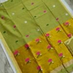 Tissue Lenin Handwoven Jamdani Saree with Paithani Pallu (TLPJ32)
