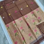 Tissue Lenin Handwoven Jamdani Saree with Paithani Pallu (TLPJ34)