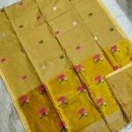 Tissue Lenin Handwoven Jamdani Saree with Paithani Pallu (TLPJ36)