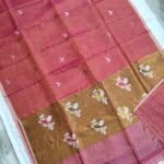Tissue Lenin Handwoven Jamdani Saree with Paithani Pallu (TLPJ37)