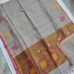 Tissue Lenin Handwoven Jamdani Saree with Paithani Pallu (TLPJ39)