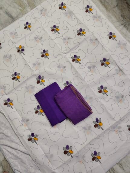 Cotton Block Print with Chiffon Dupatta Dress Material Set (SCDM56)
