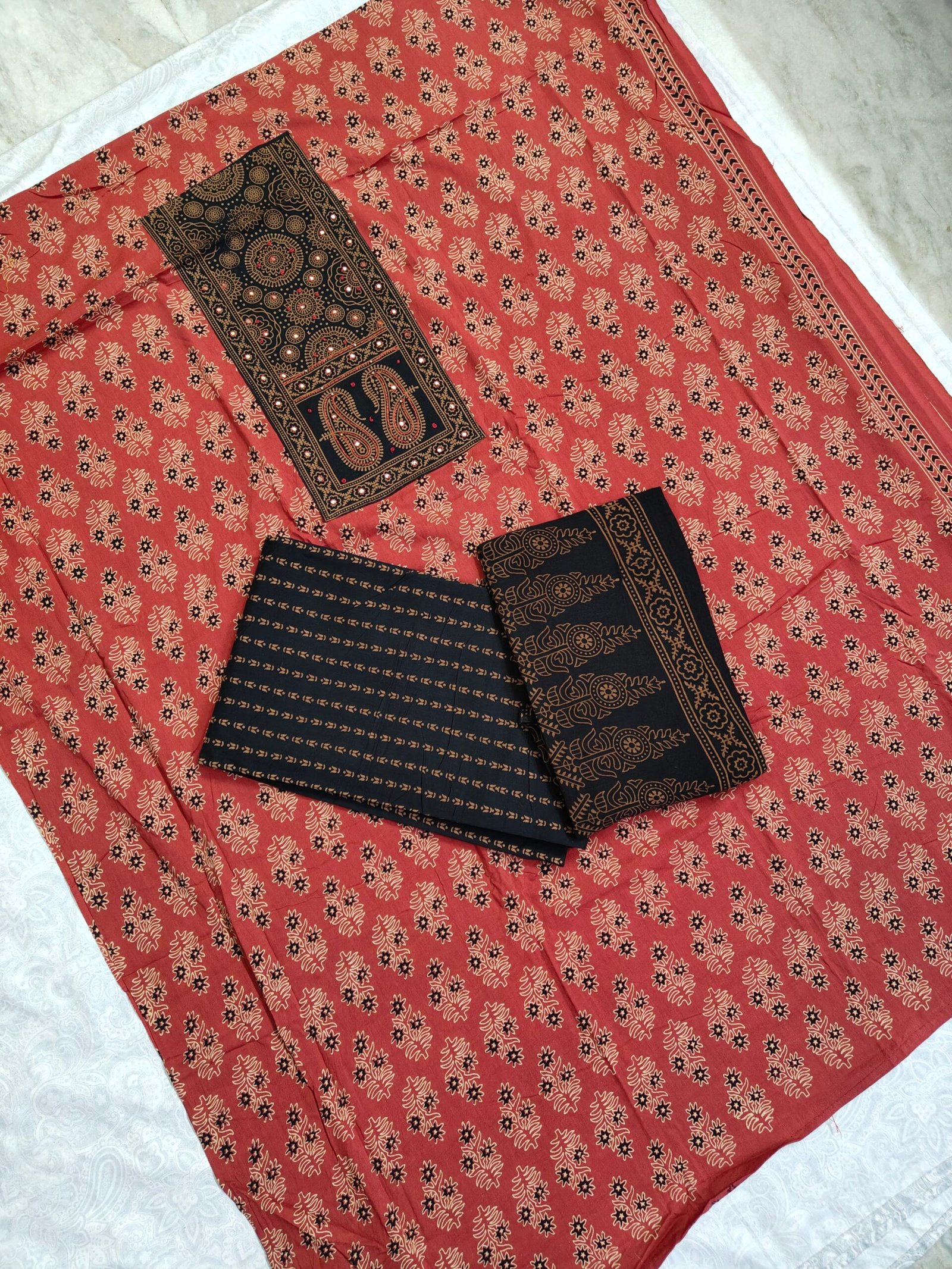 oplus_2097184 Ajrakh Cotton Dress Material Set (ACDM13) - Image 1