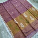Tissue Lenin Handwoven Jamdani Saree with Paithani Pallu (TLPJ45)